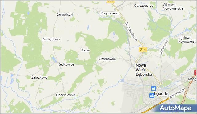 mapa Czarnówko gmina Nowa Wieś Lęborska, Czarnówko gmina Nowa Wieś Lęborska na mapie Targeo