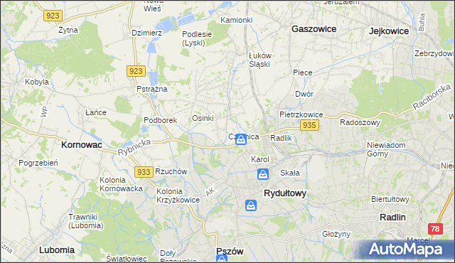 mapa Czernica gmina Gaszowice, Czernica gmina Gaszowice na mapie Targeo