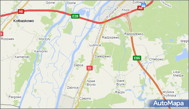 mapa Daleszewo, Daleszewo na mapie Targeo