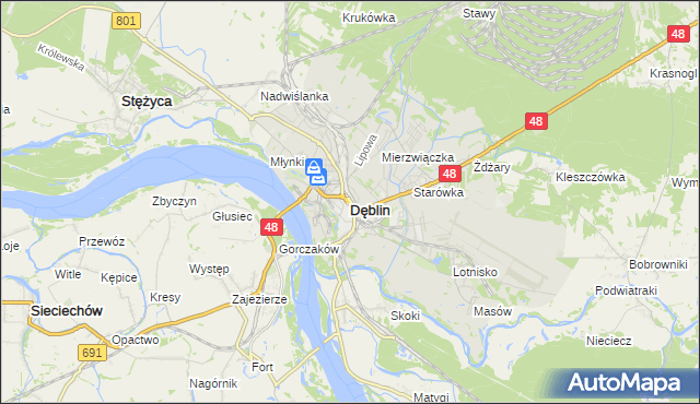 mapa Dęblin, Dęblin na mapie Targeo
