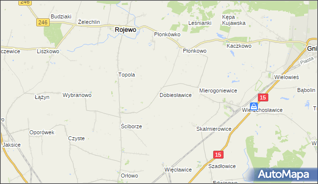 mapa Dobiesławice gmina Rojewo, Dobiesławice gmina Rojewo na mapie Targeo