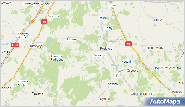 mapa Dubiażyn, Dubiażyn na mapie Targeo