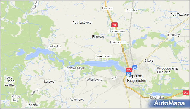 mapa Dziechowo, Dziechowo na mapie Targeo