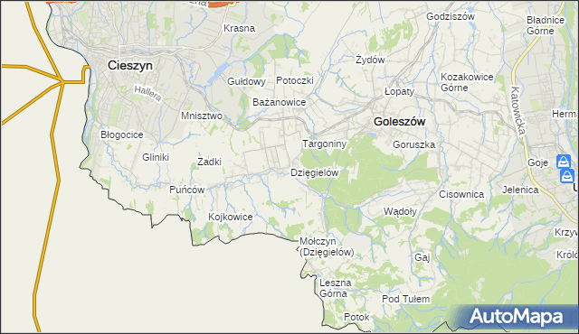 mapa Dzięgielów, Dzięgielów na mapie Targeo