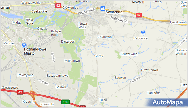 mapa Garby gmina Swarzędz, Garby gmina Swarzędz na mapie Targeo