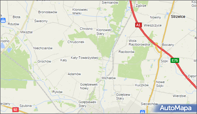 mapa Głogowiec gmina Kutno, Głogowiec gmina Kutno na mapie Targeo