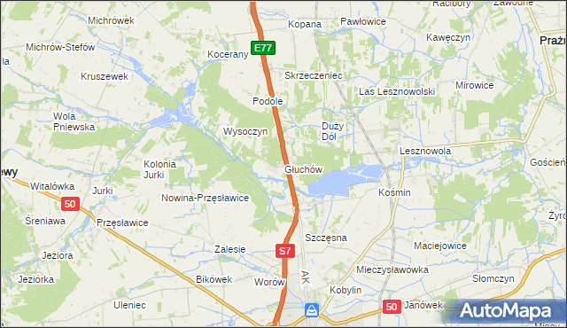 mapa Głuchów gmina Grójec, Głuchów gmina Grójec na mapie Targeo