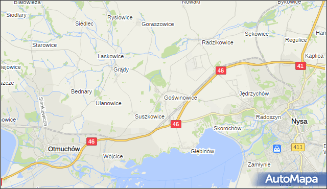 mapa Goświnowice, Goświnowice na mapie Targeo