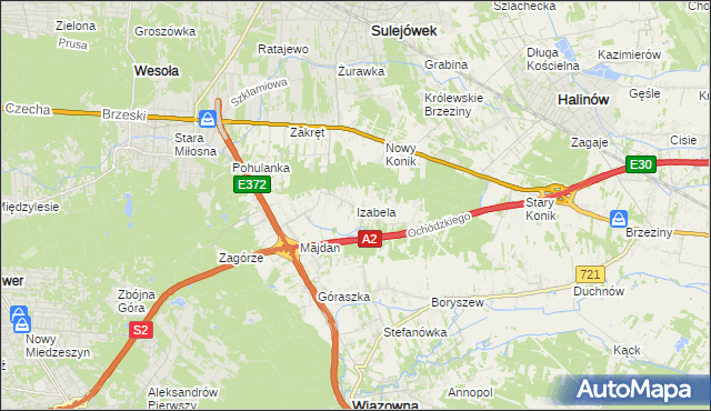 mapa Izabela gmina Wiązowna, Izabela gmina Wiązowna na mapie Targeo