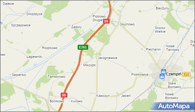 mapa Jarogniewice, Jarogniewice na mapie Targeo