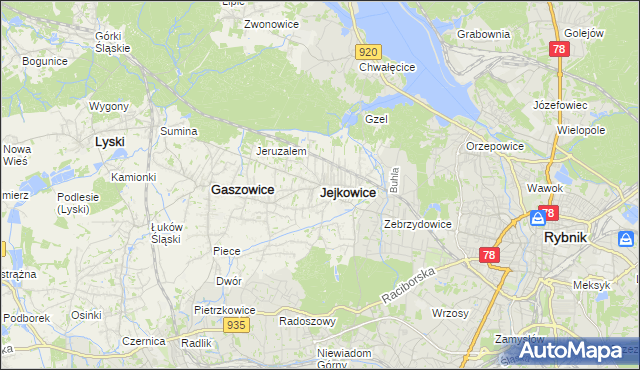 mapa Jejkowice, Jejkowice na mapie Targeo