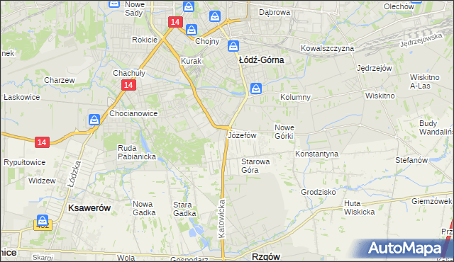 mapa Józefów gmina Łódź, Józefów gmina Łódź na mapie Targeo