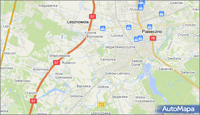 mapa Kamionka gmina Piaseczno, Kamionka gmina Piaseczno na mapie Targeo