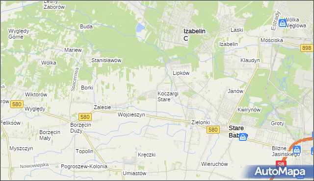 mapa Koczargi Stare, Koczargi Stare na mapie Targeo