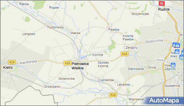 mapa Kornice, Kornice na mapie Targeo