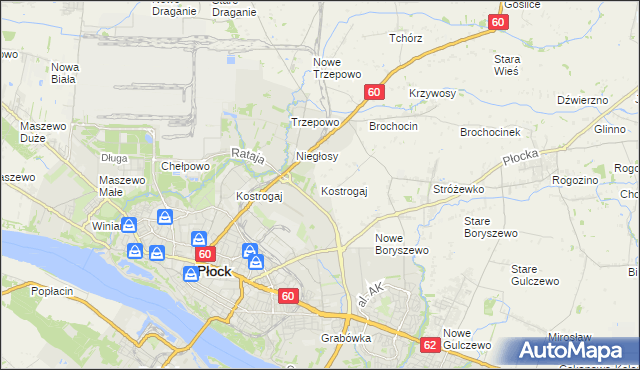 mapa Kostrogaj, Kostrogaj na mapie Targeo