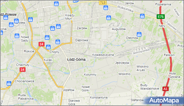 mapa Kowalszczyzna gmina Łódź, Kowalszczyzna gmina Łódź na mapie Targeo