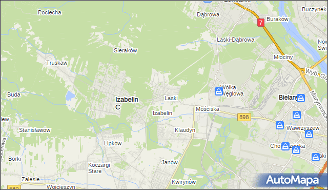 mapa Laski gmina Izabelin, Laski gmina Izabelin na mapie Targeo