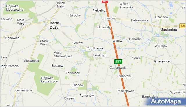 mapa Lewiczyn gmina Belsk Duży, Lewiczyn gmina Belsk Duży na mapie Targeo