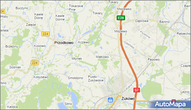 mapa Małkowo, Małkowo na mapie Targeo