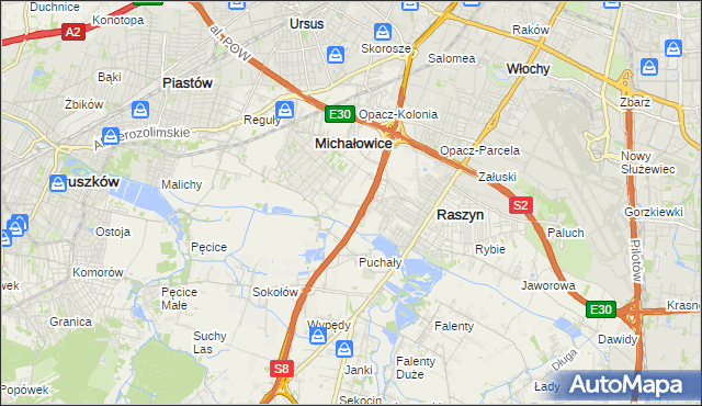 mapa Michałowice-Wieś, Michałowice-Wieś na mapie Targeo