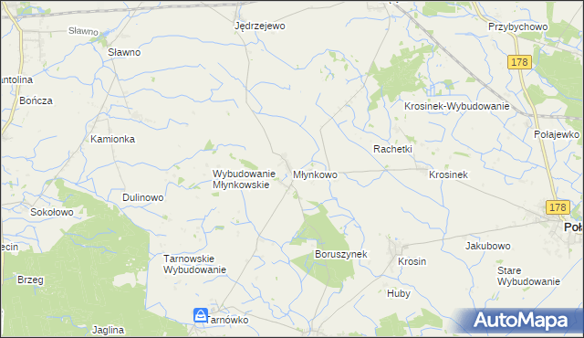 mapa Młynkowo gmina Połajewo, Młynkowo gmina Połajewo na mapie Targeo