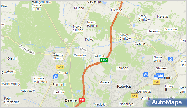 mapa Nadma, Nadma na mapie Targeo