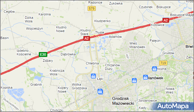 mapa Natolin gmina Grodzisk Mazowiecki, Natolin gmina Grodzisk Mazowiecki na mapie Targeo