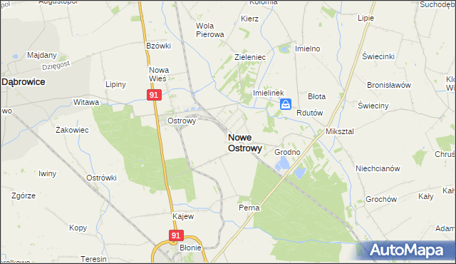 mapa Nowe Ostrowy, Nowe Ostrowy na mapie Targeo