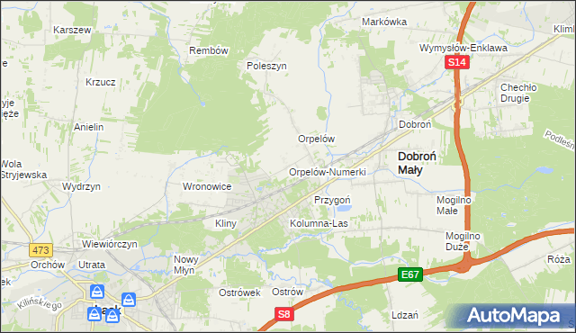 mapa Orpelów-Numerki, Orpelów-Numerki na mapie Targeo