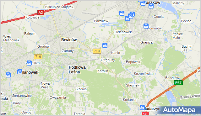 mapa Otrębusy, Otrębusy na mapie Targeo