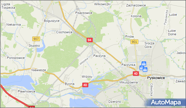 mapa Paczyna, Paczyna na mapie Targeo