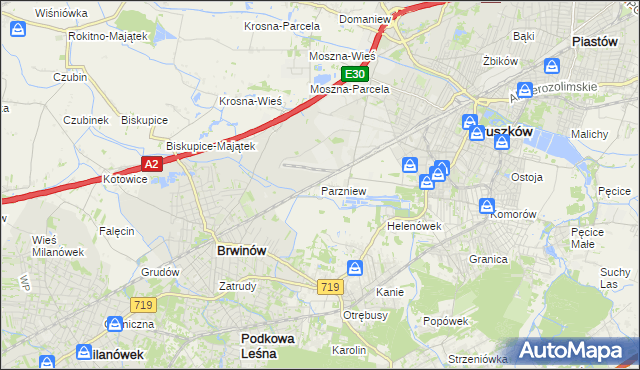 mapa Parzniew, Parzniew na mapie Targeo