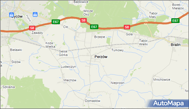 mapa Perzów, Perzów na mapie Targeo