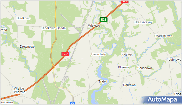 mapa Pierzchały gmina Płoskinia, Pierzchały gmina Płoskinia na mapie Targeo