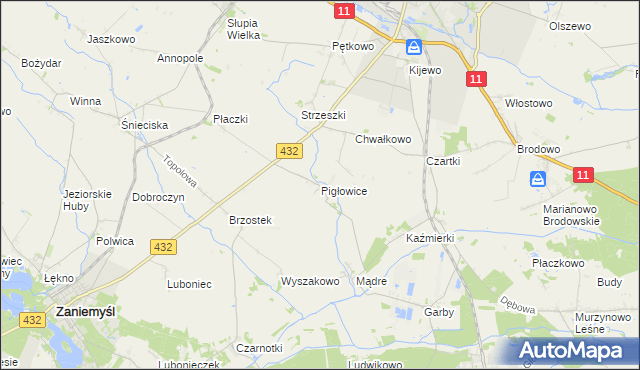 mapa Pigłowice, Pigłowice na mapie Targeo