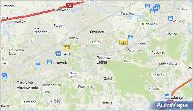 mapa Podkowa Leśna, Podkowa Leśna na mapie Targeo