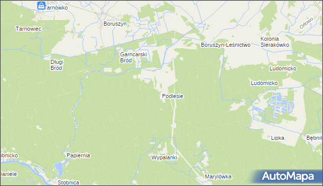 mapa Podlesie gmina Oborniki, Podlesie gmina Oborniki na mapie Targeo