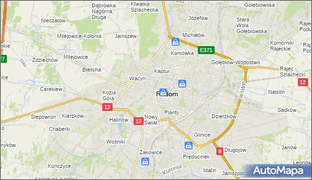 mapa Radomia, Radom na mapie Targeo