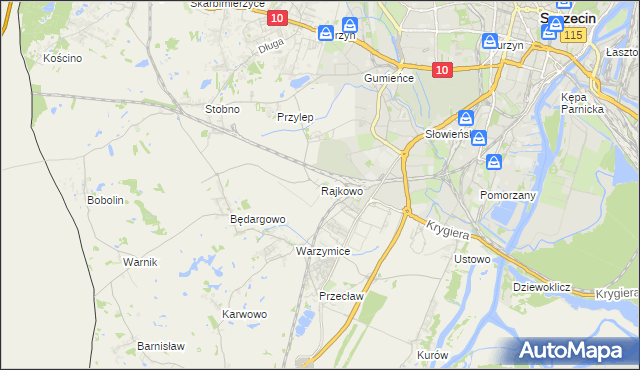 mapa Rajkowo, Rajkowo na mapie Targeo
