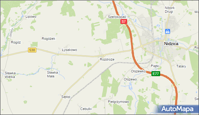 mapa Rozdroże, Rozdroże na mapie Targeo