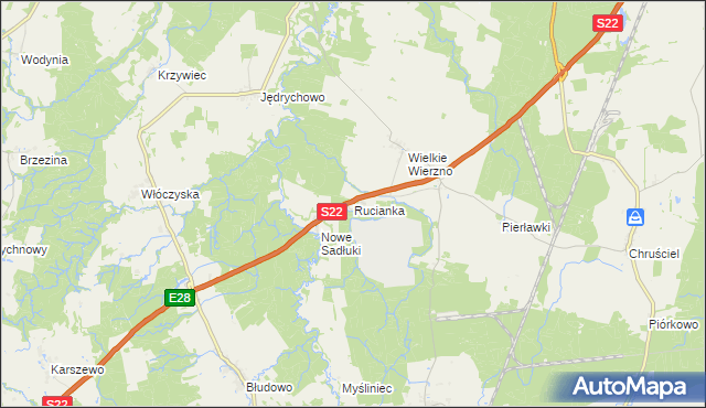 mapa Rucianka, Rucianka na mapie Targeo