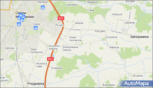 mapa Sadowie gmina Ostrów Wielkopolski, Sadowie gmina Ostrów Wielkopolski na mapie Targeo