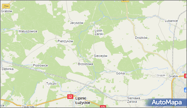 mapa Sieciejów, Sieciejów na mapie Targeo