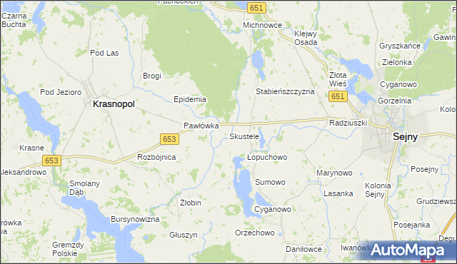 mapa Skustele, Skustele na mapie Targeo