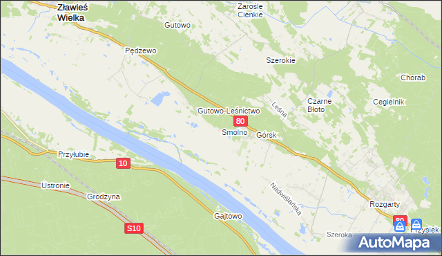 mapa Smolno gmina Zławieś Wielka, Smolno gmina Zławieś Wielka na mapie Targeo