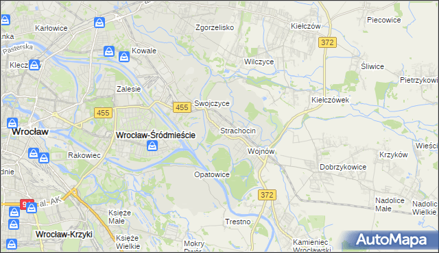mapa Strachocin gmina Wrocław, Strachocin gmina Wrocław na mapie Targeo