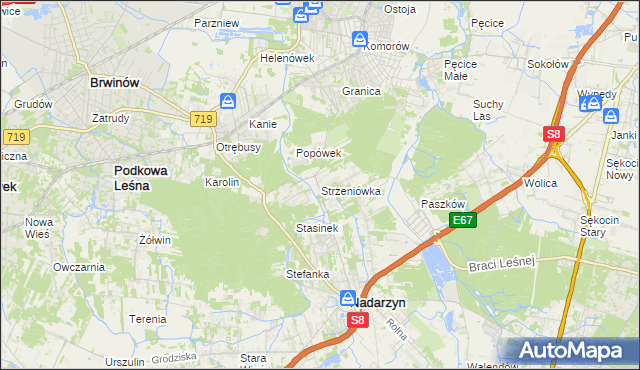 mapa Strzeniówka, Strzeniówka na mapie Targeo