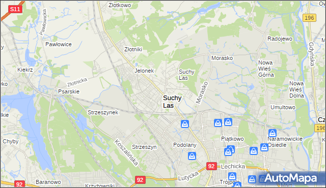 mapa Suchy Las powiat poznański, Suchy Las powiat poznański na mapie Targeo