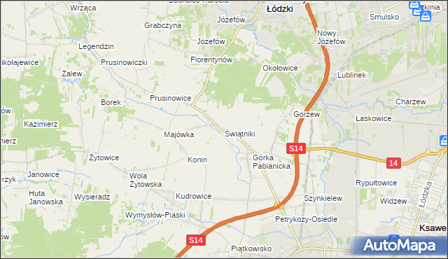 mapa Świątniki gmina Pabianice, Świątniki gmina Pabianice na mapie Targeo